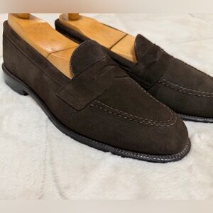 $710 Alden for Brooks Brothers USA Made Brown Suede Penny Loafers 9.5